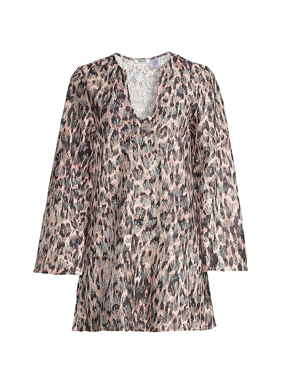 Womens Quick-Drying Leopard Lace Cover Up Product Image