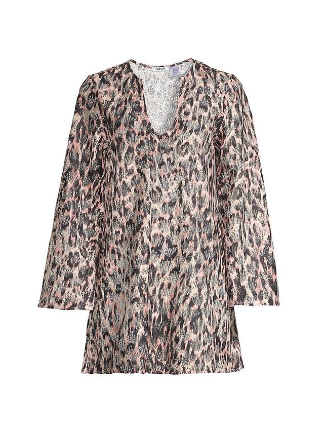 Womens Quick-Drying Leopard Lace Cover Up Product Image