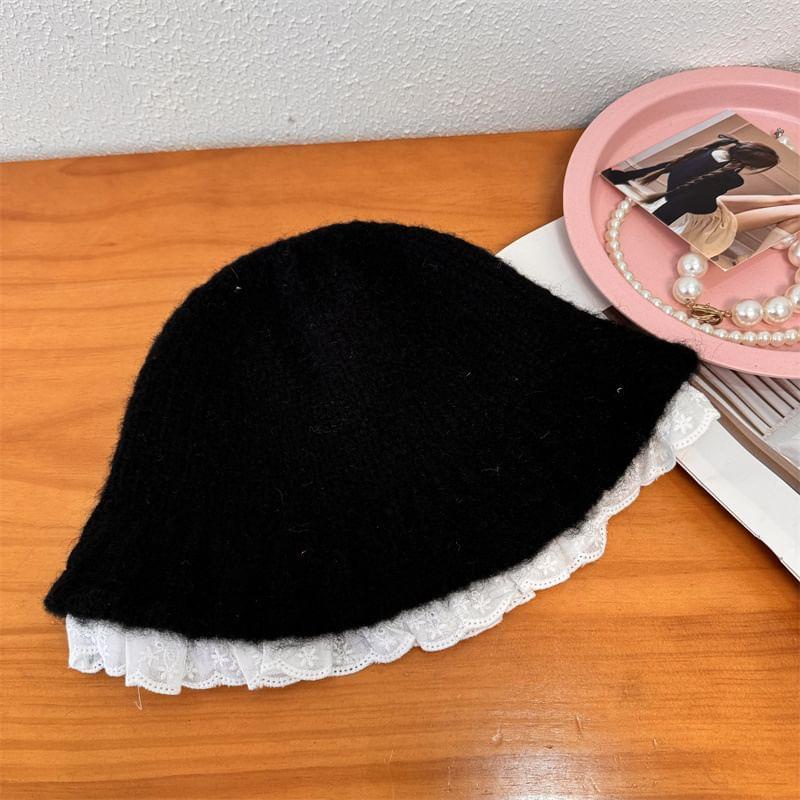 Lace Trim Knit Bucket Hat product image