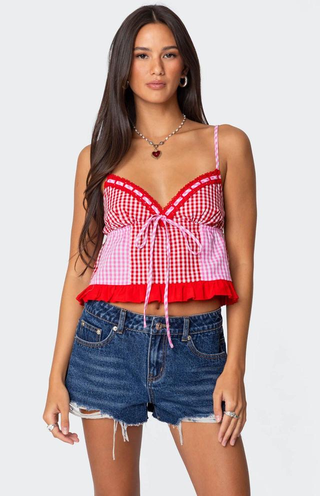 Edikted Women's Joanne Mixed Gingham Tank Top - Product Image