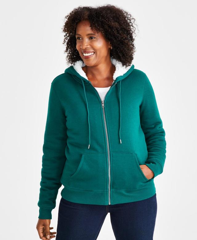 Style & Co Womens Sherpa Lined Zip-Up Hoodie, Created for Macys Product Image