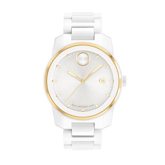 Movado Mens Swiss Bold Verso White Ceramic Bracelet Watch 42mm - White Product Image