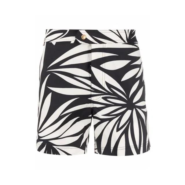 Printed Swim Shorts In 黑色的 Product Image