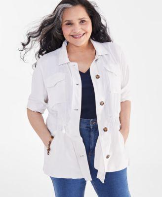 Plus Size Linen Blend Field Jacket, Created for Macy's  Product Image