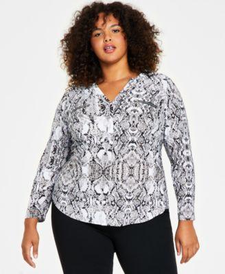 I.n.c. International Concepts Plus Size Zip-Pocket Top, Created for Macys Product Image