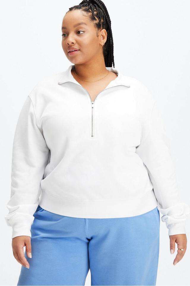 Fabletics Lightweight Go-To Half Zip Sweatshirt Womens white Size XXS Product Image