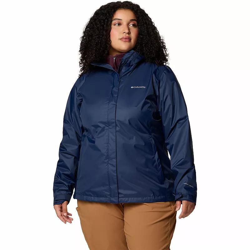 Plus Size Columbia Arcadia II Hooded Packable Jacket, Womens Collegiate Blue Product Image