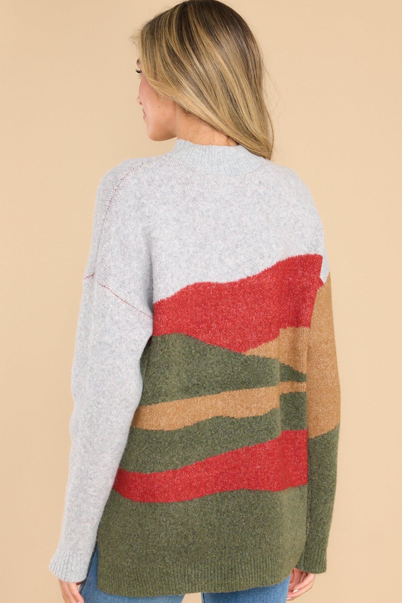 Warming Up To It Olive Multi Sweater Product Image