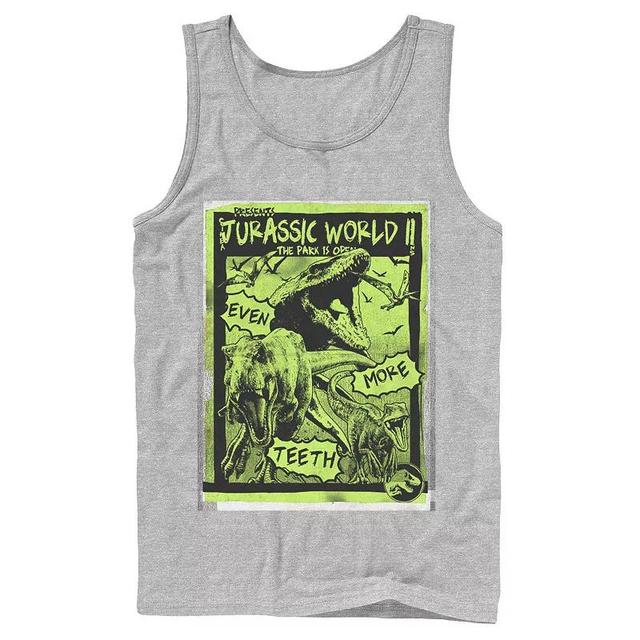 Mens Jurassic World Two T-Rex Neon Green Poster Tank Top Athletic Grey Product Image