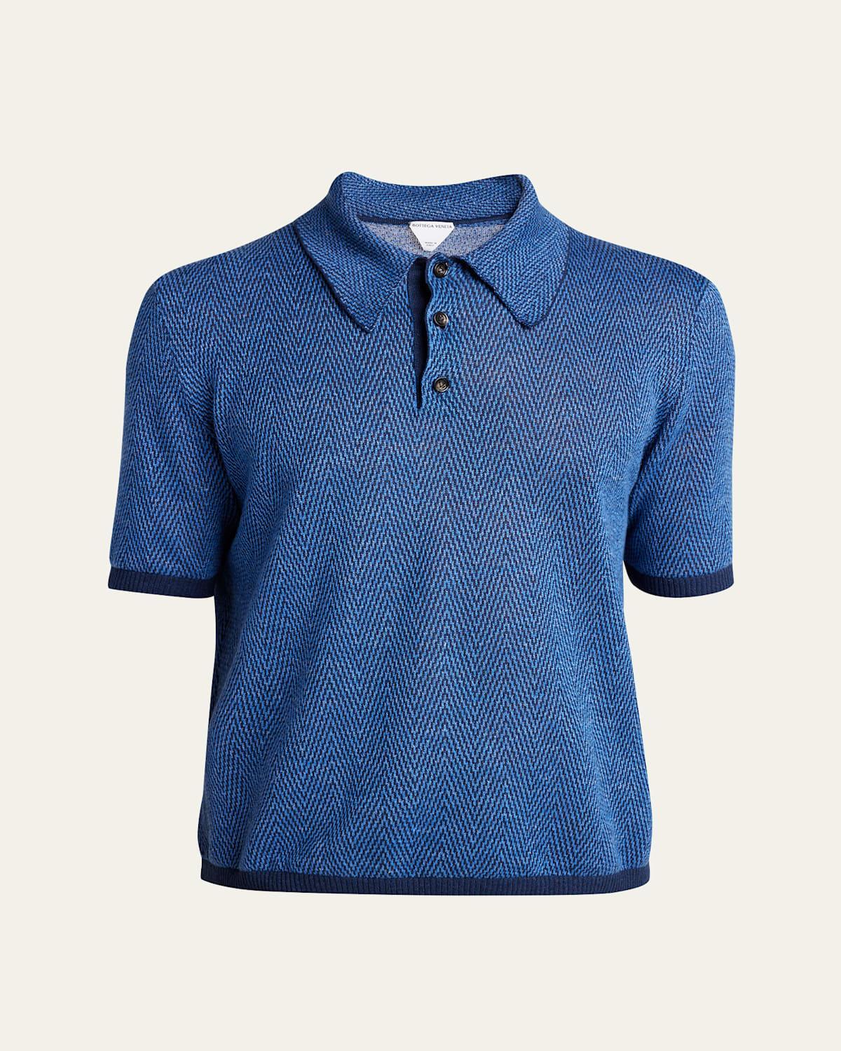 Mens Linen-Cotton Chevron Polo Shirt Product Image