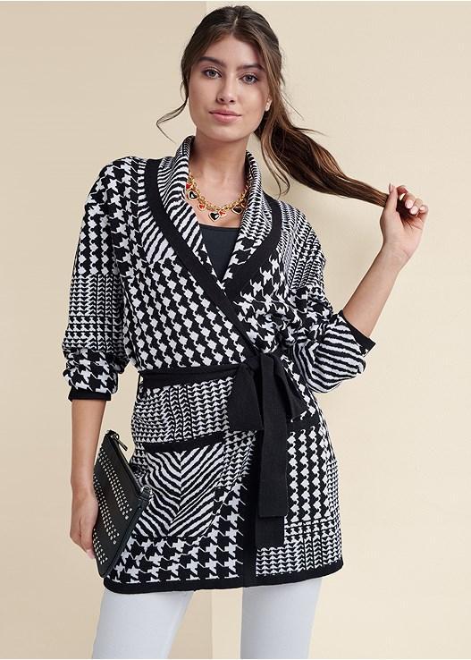 Houndstooth Wrap Cardigan Product Image