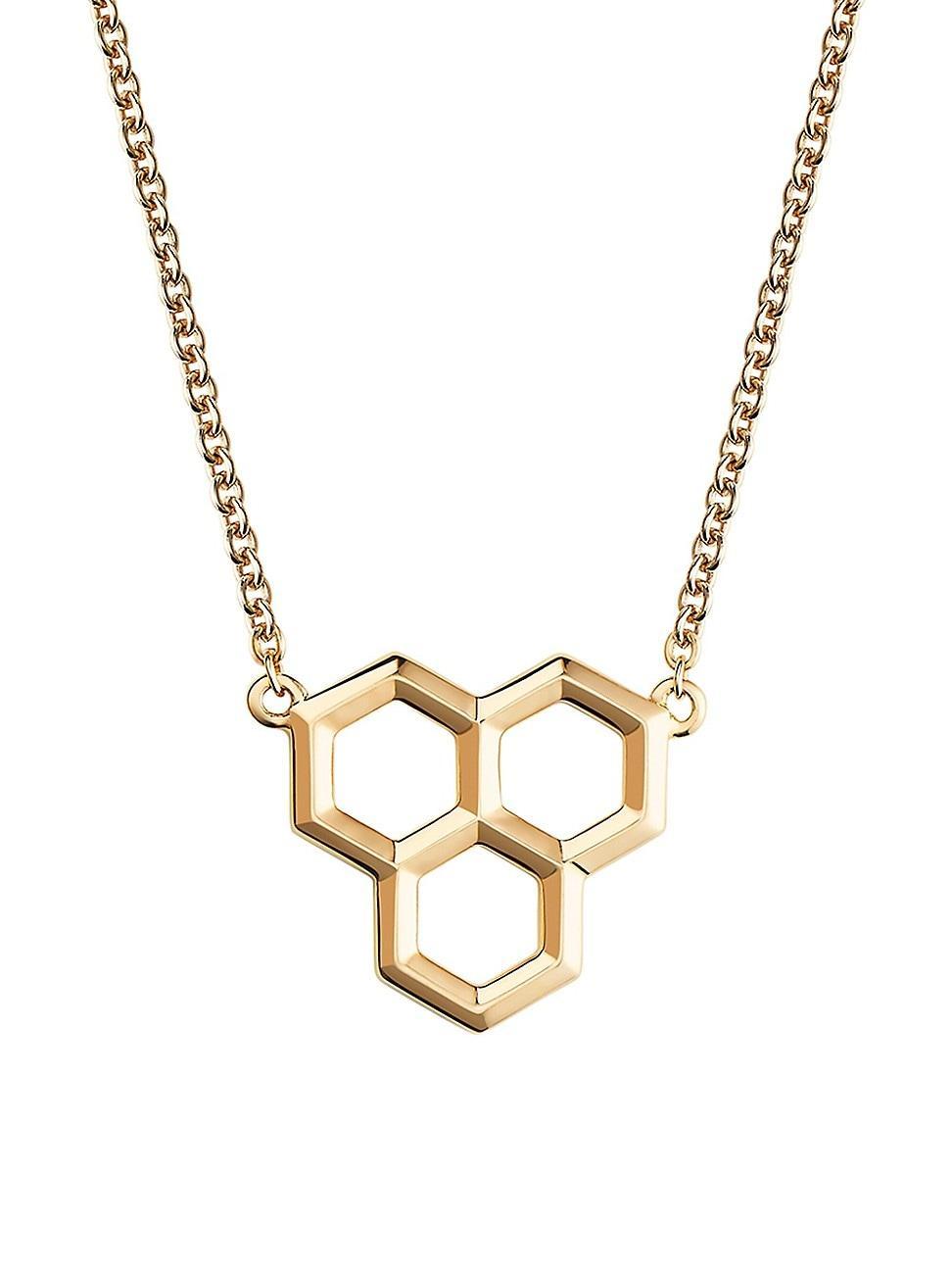 Womens Bee Chic 18K Yellow Gold Hexagon Trio Pendant Necklace Product Image