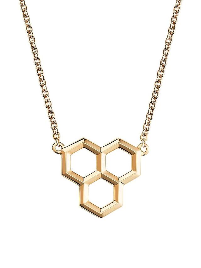 Womens Bee Chic 18K Yellow Gold Hexagon Trio Pendant Necklace Product Image