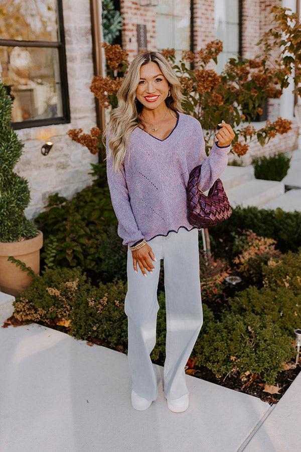 Falling For Cozy Knit Sweater in Dusty Purple Product Image