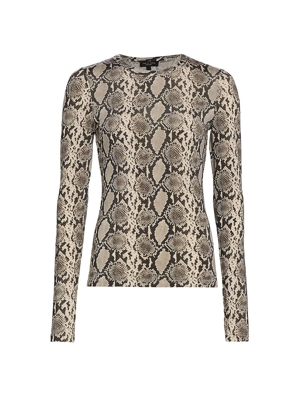 Womens Sabeen Snake-Print Long-Sleeve Shirt Product Image