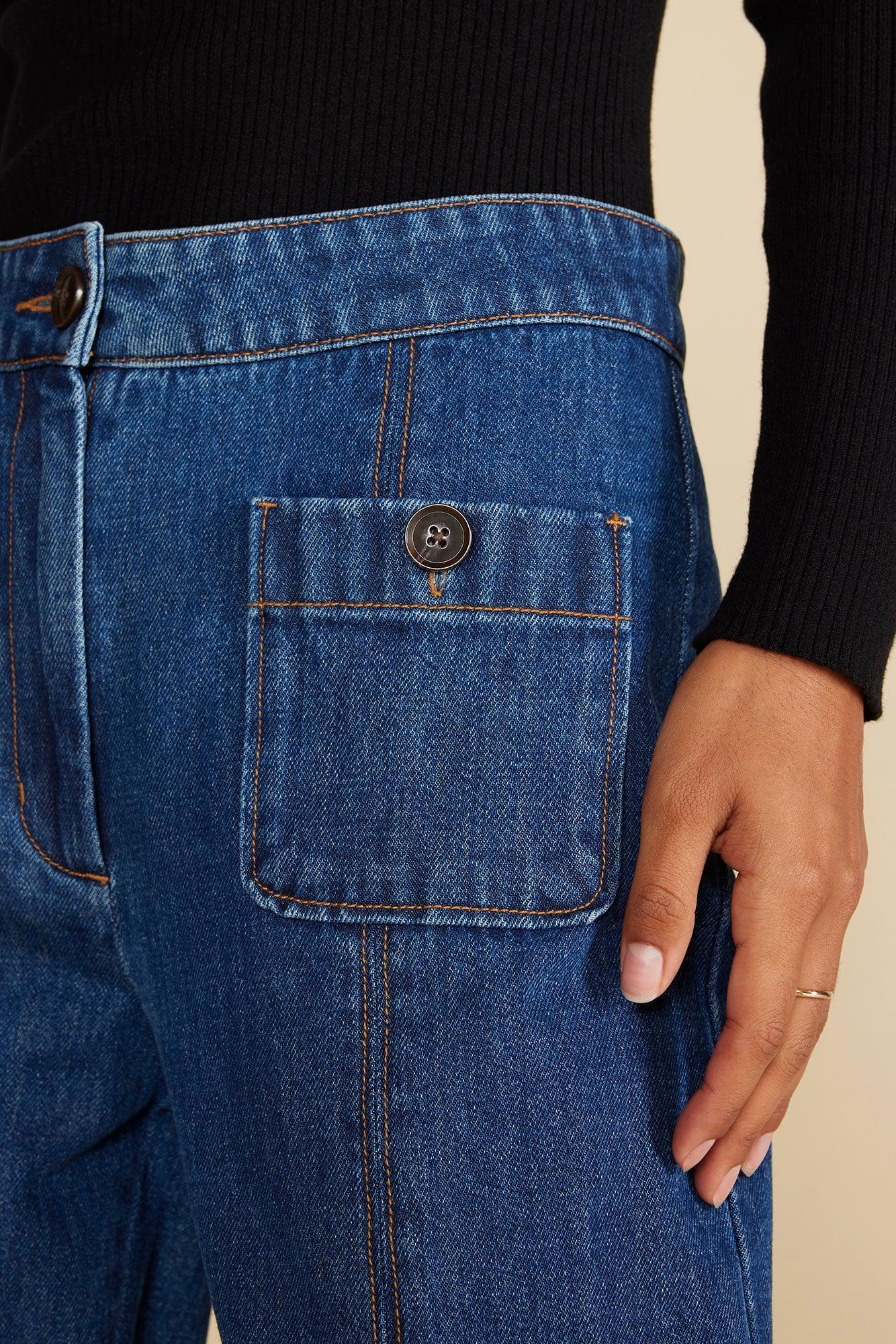 Alete Patch Pocket Jean - Indigo Blue Product Image