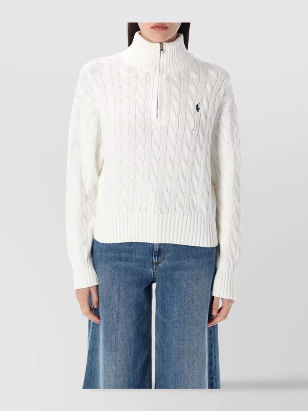 POLO RALPH LAUREN Half Zip Cable Knit In White Product Image