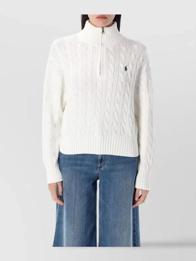 POLO RALPH LAUREN Half Zip Cable Knit In White Product Image