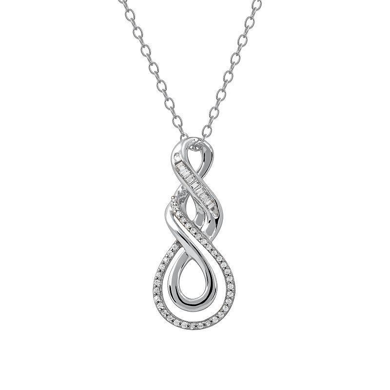 DeCouer Sterling Silver 1/6 Carat T.W. Diamond Swirl Pendant Necklace, Womens Silver Tone Product Image