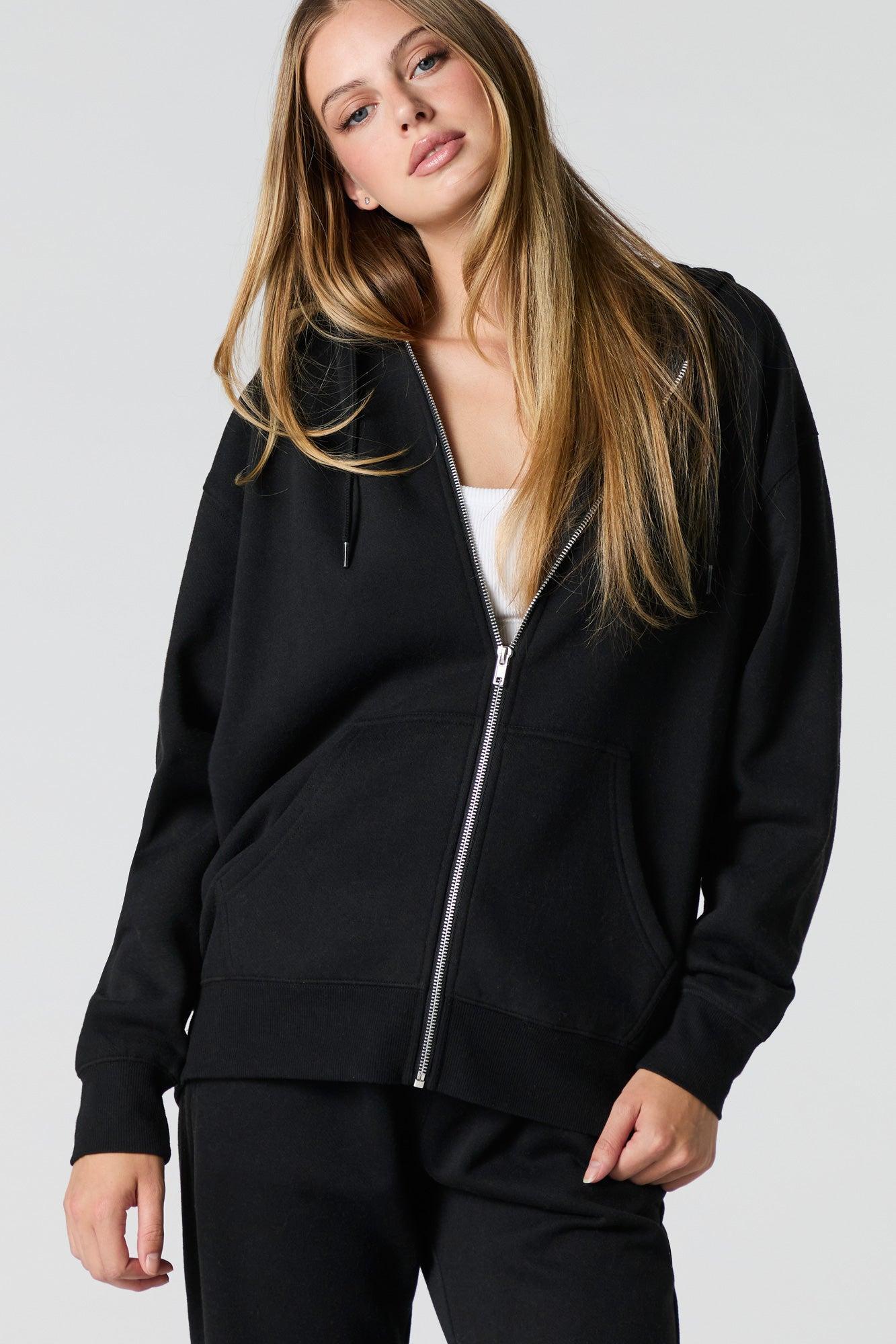 Oversized Zip-Up Fleece Hoodie Female Product Image