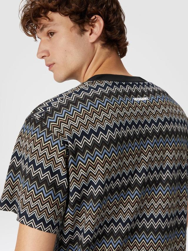 T-shirt with zig zag motif and back logo Multicoloured | Missoni Product Image