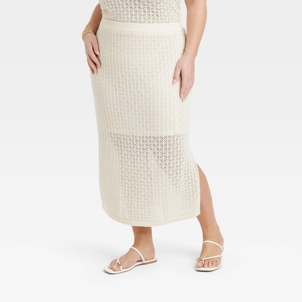 Womens Midi Sweater Skirt - A New Day Cream 4X Product Image