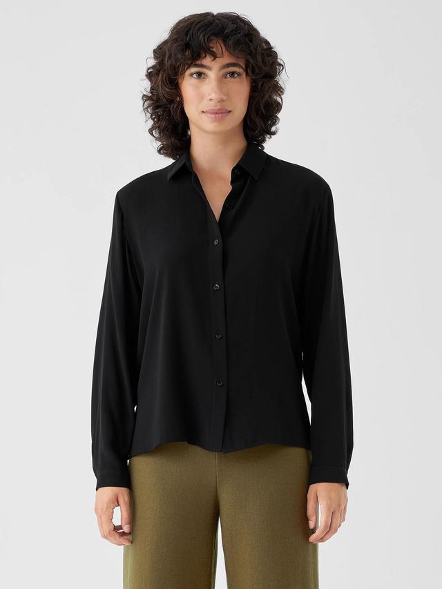 EILEEN FISHER Silk Georgette Crepe Classic Collar Shirtfemale Product Image