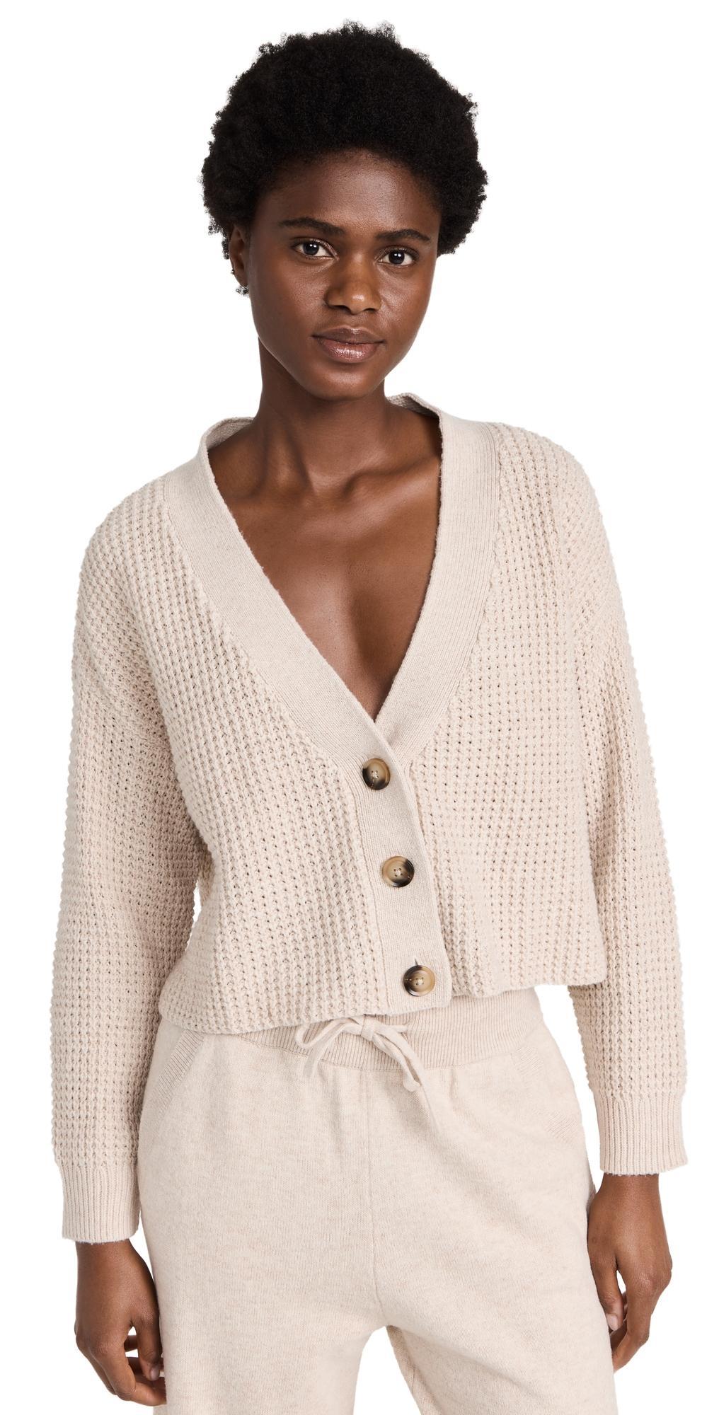 Eberjey Recycled Sweater - The Cropped Cardigan (Oat) Women's Sweater Product Image