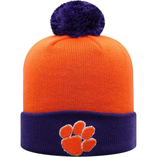 Mens Top of the World Orange and Purple Clemson Tigers Core 2-Tone Cuffed Knit Hat with Pom - Orange Product Image