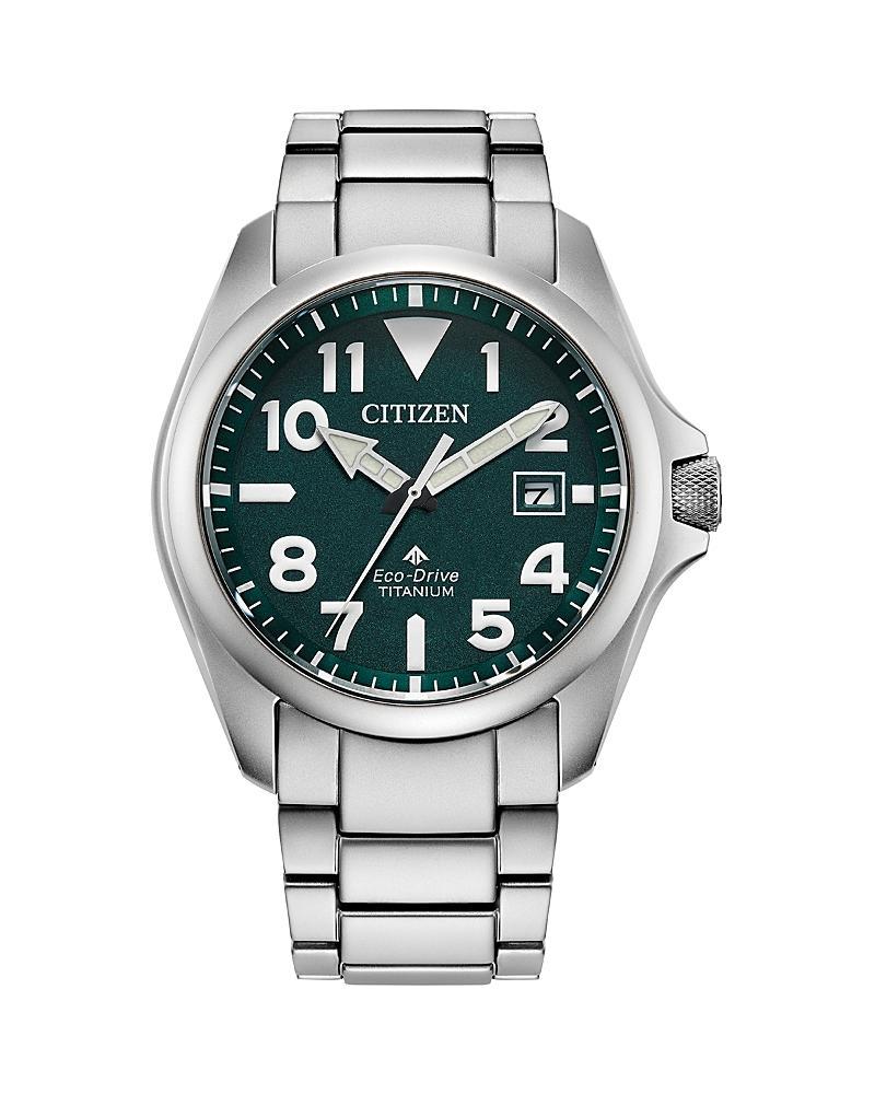 Citizen Mens Green Dial Eco-Drive Water Resistance 200 Titanium Bracelet Watch Product Image