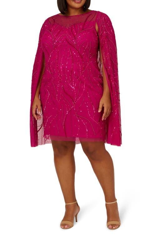 Adrianna Papell Beaded Cape Sleeve Cocktail Dress Product Image