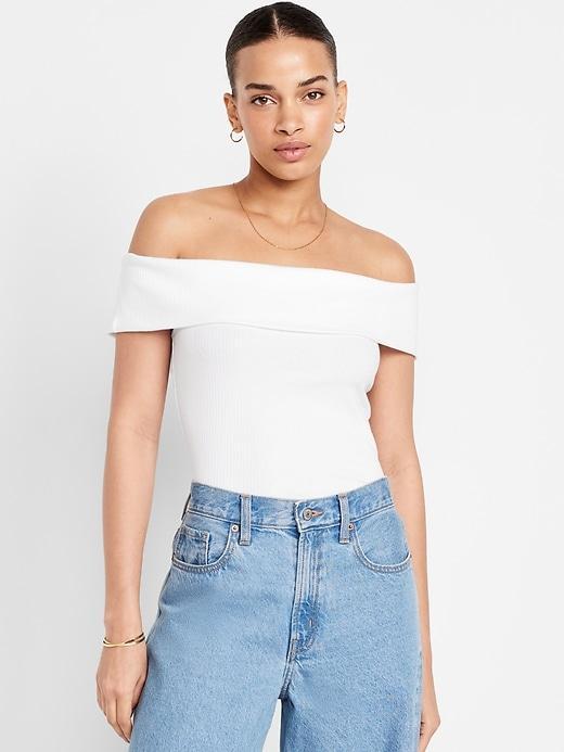 Off-Shoulder Ribbed Top Product Image