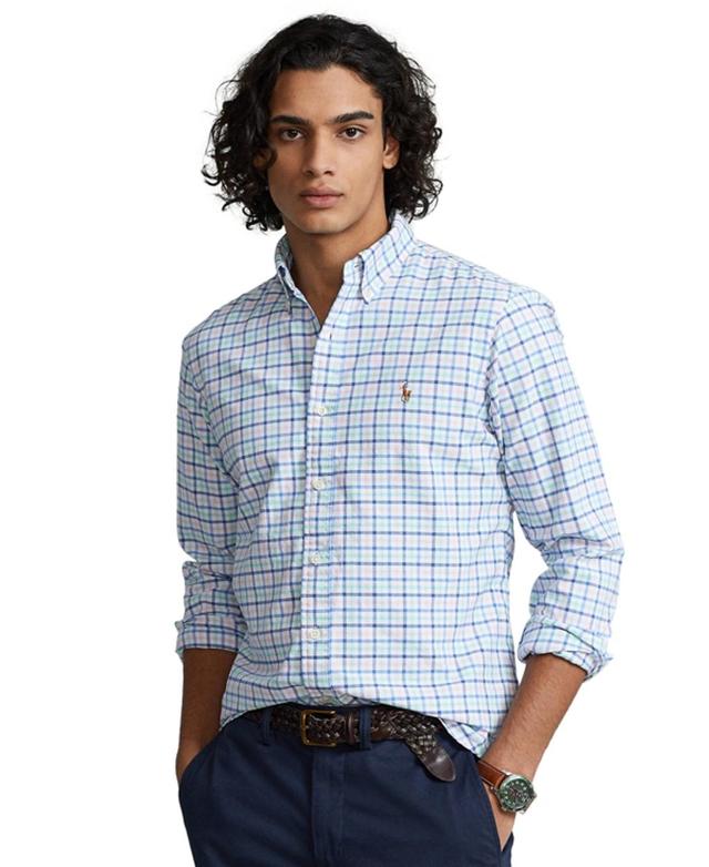 Men's Classic-fit Gingham Oxford Shirt In Blue,green,new Rose Multi Product Image