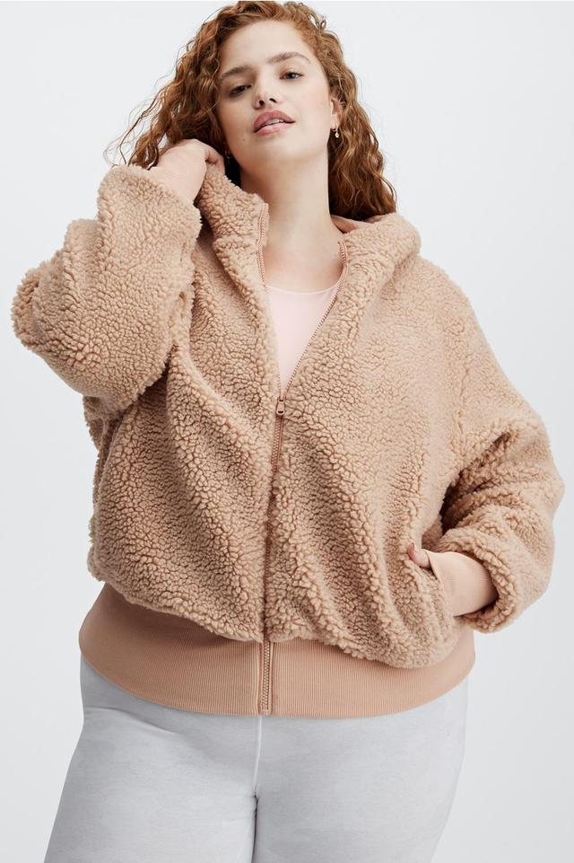 Fabletics Summit Sherpa Jacket Womens Desert plus Size 2X Product Image