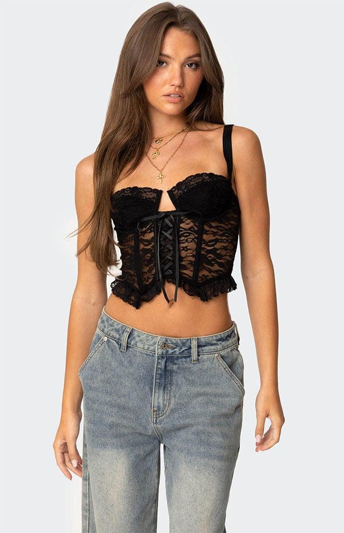 Edikted Women's Josslyn Sheer Lace Corset Product Image