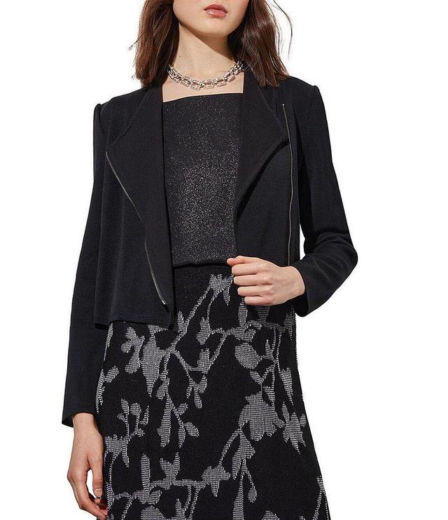 Ming Wang Soft Knit Notch Lapel Long Sleeve Moto Jacket Product Image