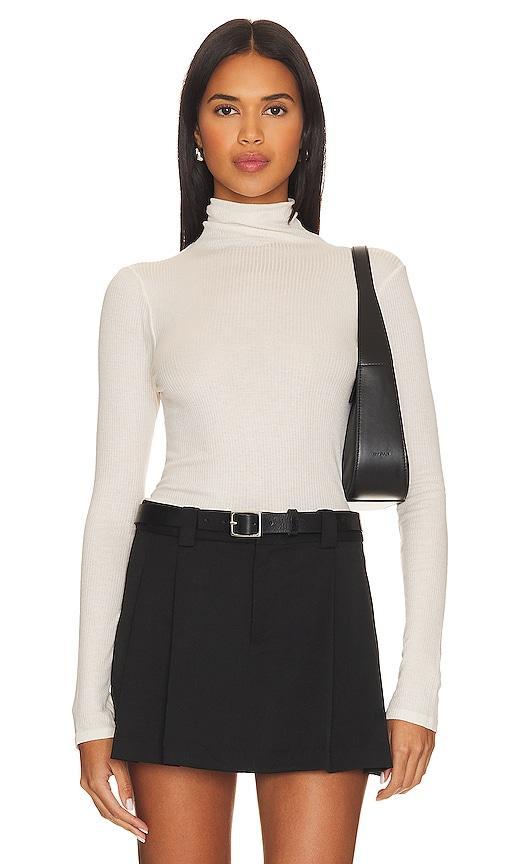 Enza Costa Silk Cashmere Rib Slim Long Sleeve Turtleneck Top Grey. (also in ). Product Image