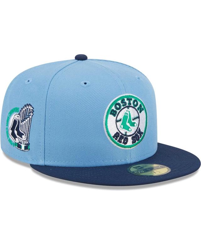 Mens New Era Light Blue Boston Red Sox Green Undervisor 59FIFTY Fitted Hat - Light Blue Product Image