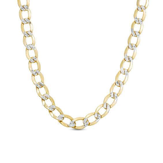 Made in Italy Men's 6.0mm Diamond-Cut Curb Chain Necklace in Hollow 10K Two-Tone Gold - 22" Product Image