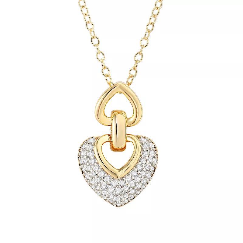 14K Gold Over Silver 1/4 Carat T.W. Diamond Heart Pendant Necklace, Womens Gold Tone Product Image