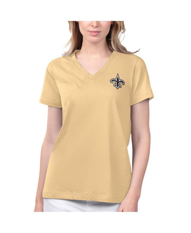 Womens Margaritaville Gold New Orleans Saints Game Time V-Neck T-shirt Product Image