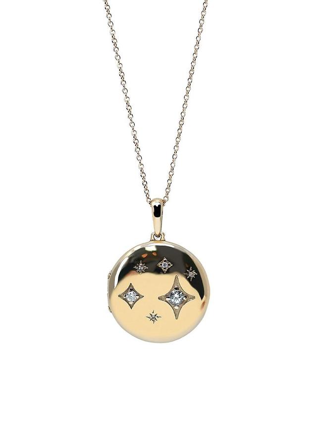 Womens Jac+Jo 14K Yellow Gold, Clear Topaz & 0.05 TCW Diamond Locket Necklace Product Image