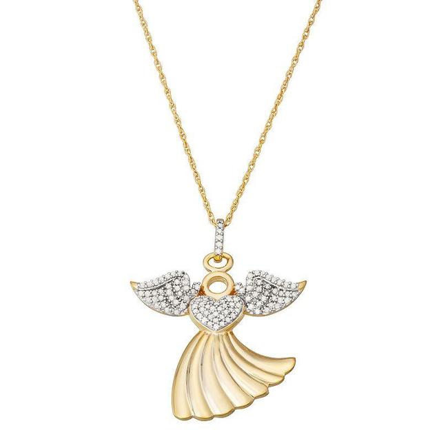 Jewelexcess 14k Gold Over Silver 1/4 Carat T.W. Diamond Angel Pendant Necklace, Womens Yellow Product Image