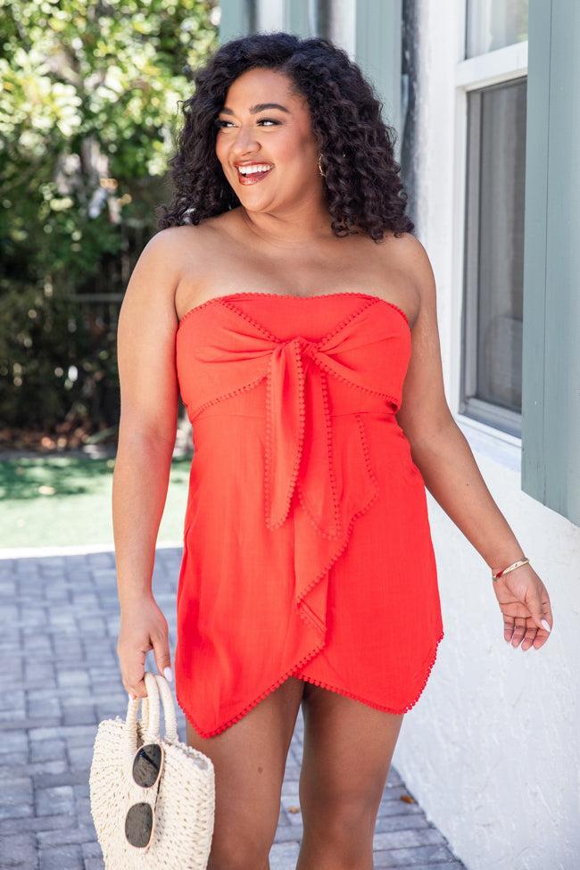 Southern Charm Red Strapless Tie Romper FINAL SALE Product Image