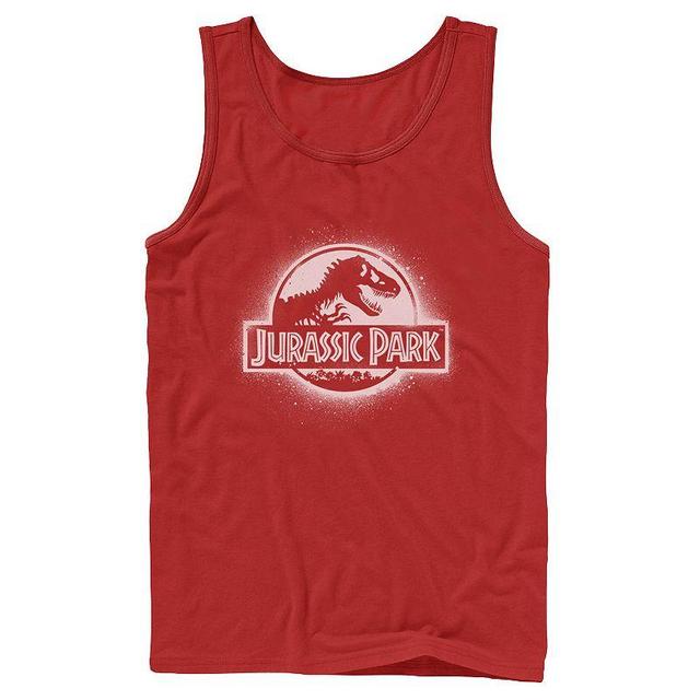 Mens Jurassic Park All White Spray Paint Stencil Movie Logo Tank Top Grey Product Image