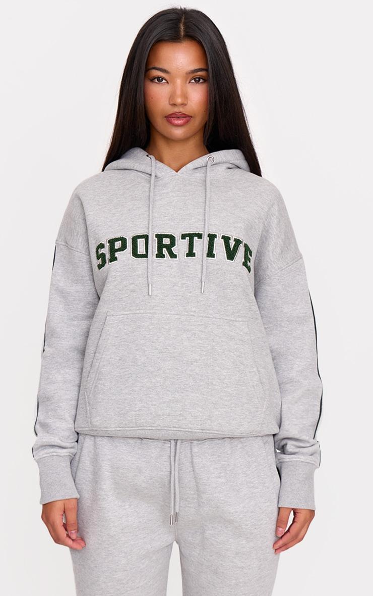  Grey Marl Sportive Print Hoodie product image