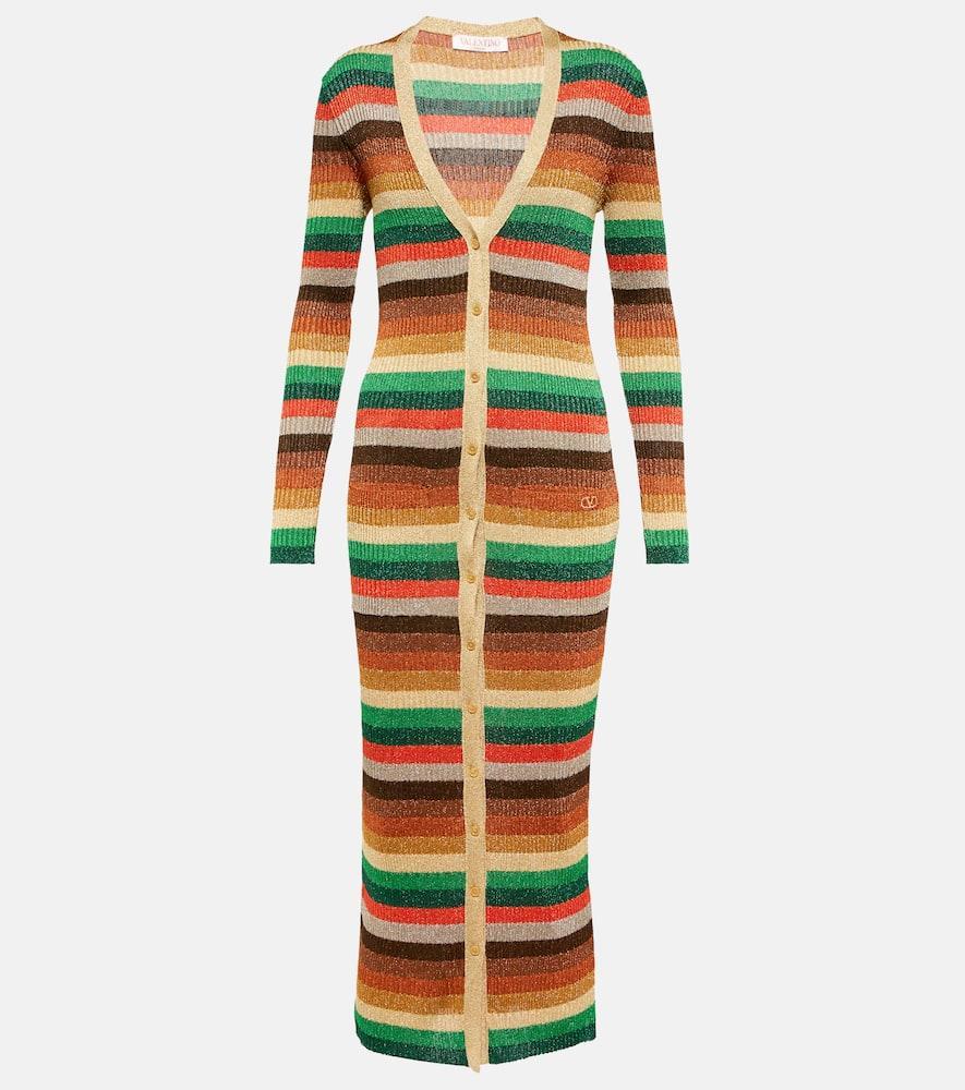 Lurex Striped V-neck Midi Dress In Multicoloured Product Image