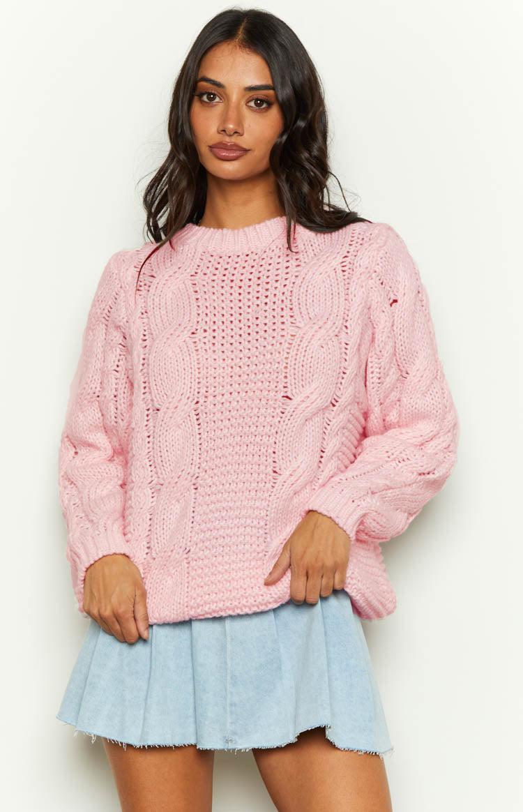 Everlea Pink Cable Knit Sweater Product Image