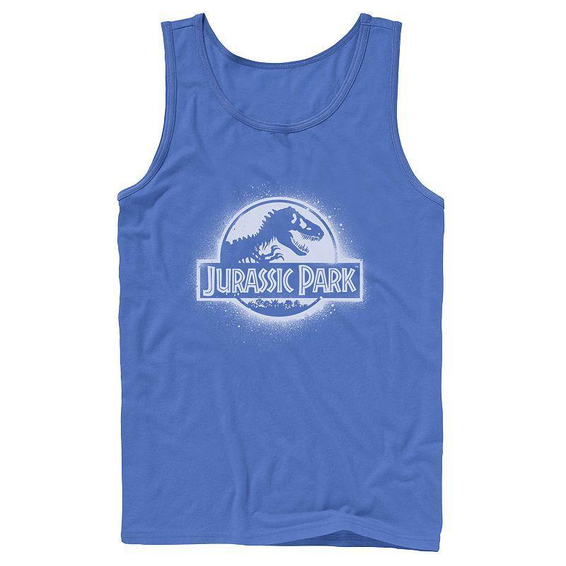 Mens Jurassic Park All White Spray Paint Stencil Movie Logo Tank Top Grey Product Image