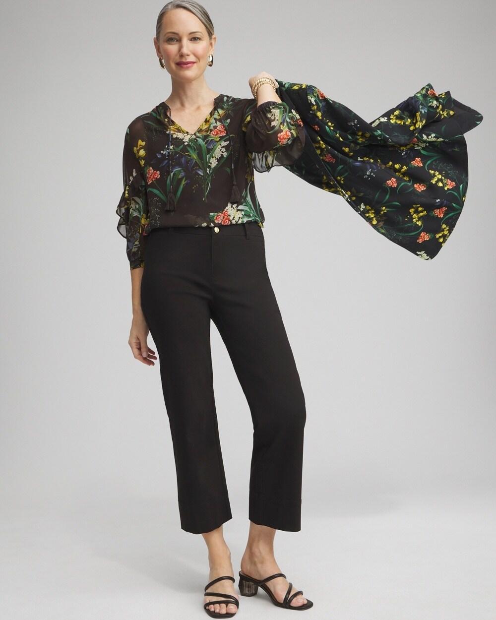 Chiffon Floral Ruffle Sleeve Blouse Product Image